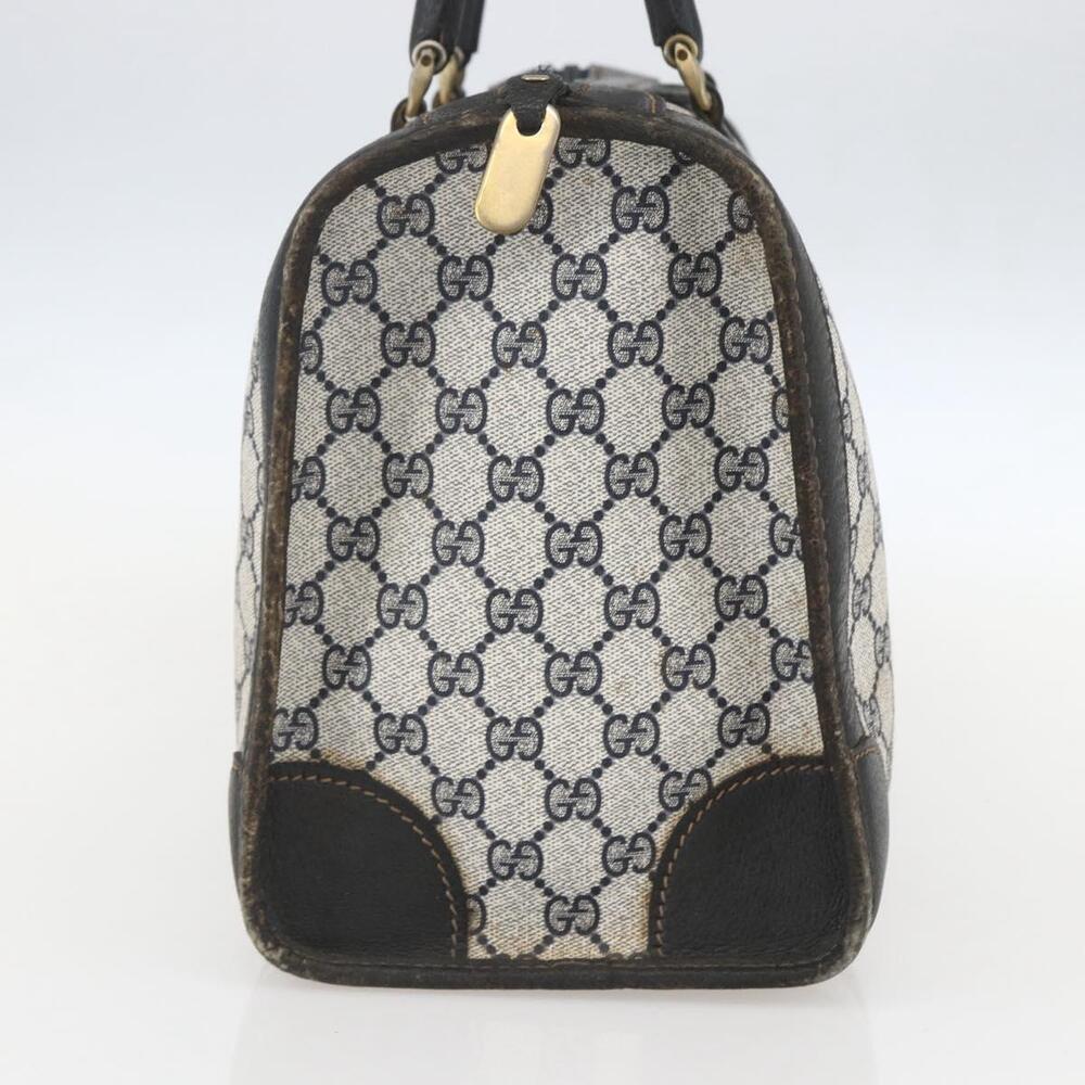 GUCCI GG Supreme Hand Bag PVC Navy Gold Auth ka1142 - Picture 3 of 16